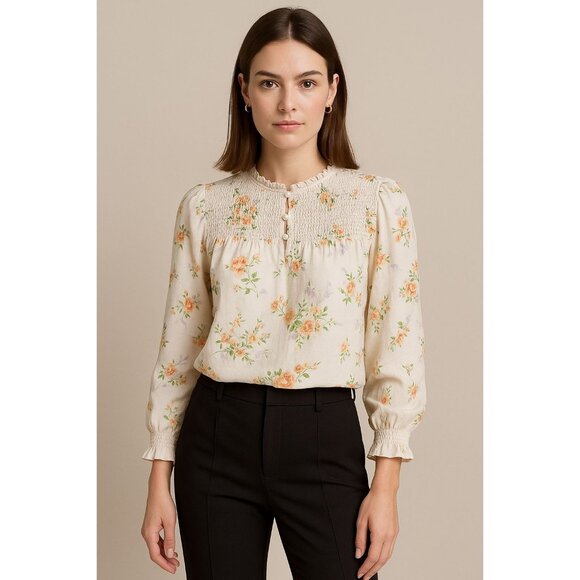 Cynthia Rowley, Long-sleeve floral peasant blouse, Medium - Picture 1 of 12